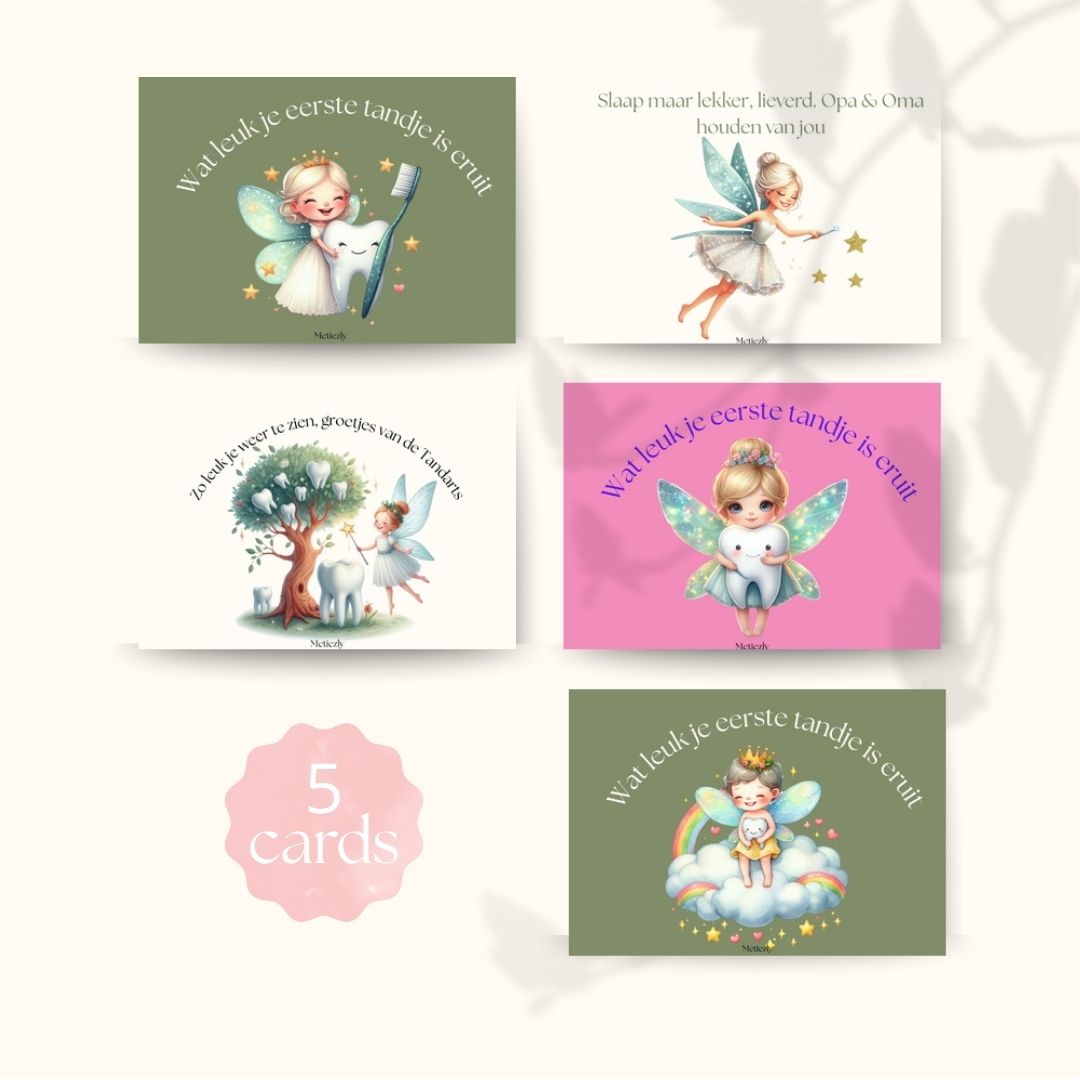 Tandenfee, set van 5 kaarten | $2,23
