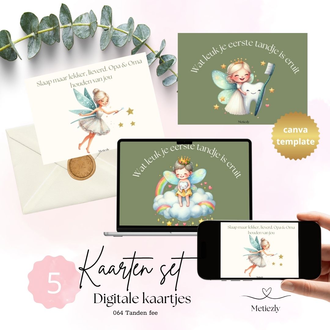 Tandenfee, set van 5 kaarten | $2,23
