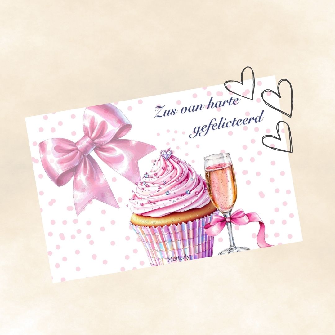 Pink cupcake, set van 5 kaarten | $2,23