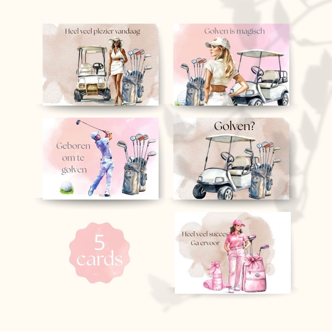 Golf, set van 5 kaarten | $2,23