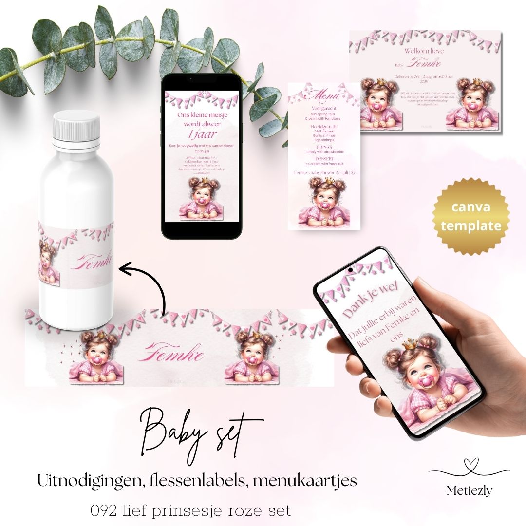 Baby set, lief prinsesje roze | $13,73