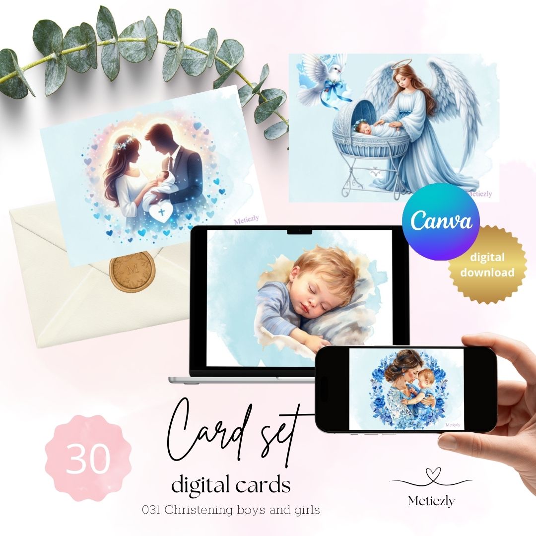 Christening boys and girls, set of 30 cards | $13,73
