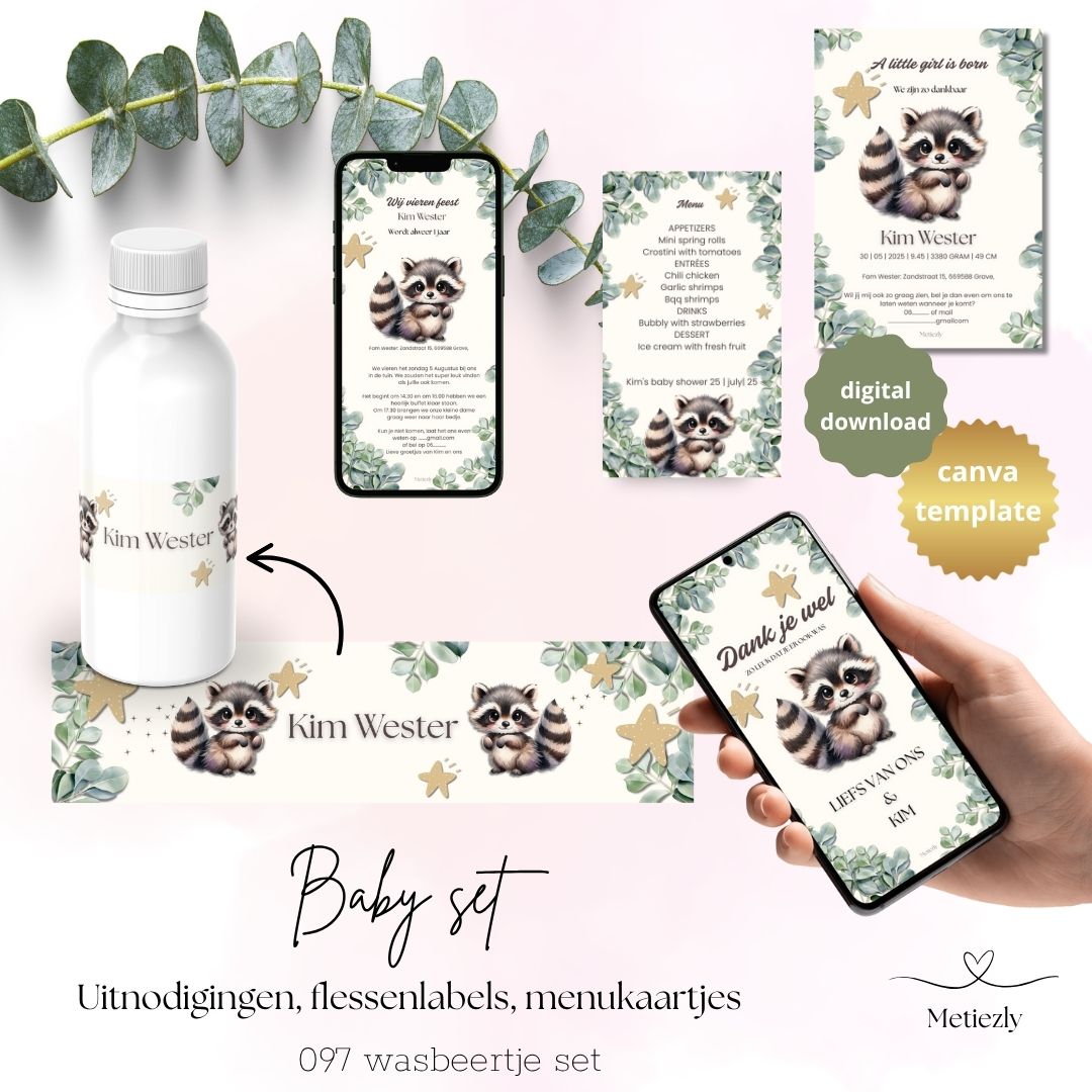 Baby set, schattig wasbeertje | $13,73