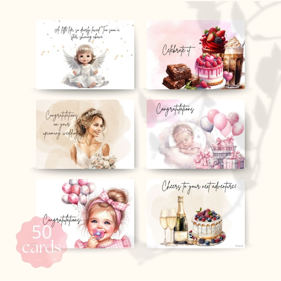 Wedding pink, set of 50 cards | $29,20