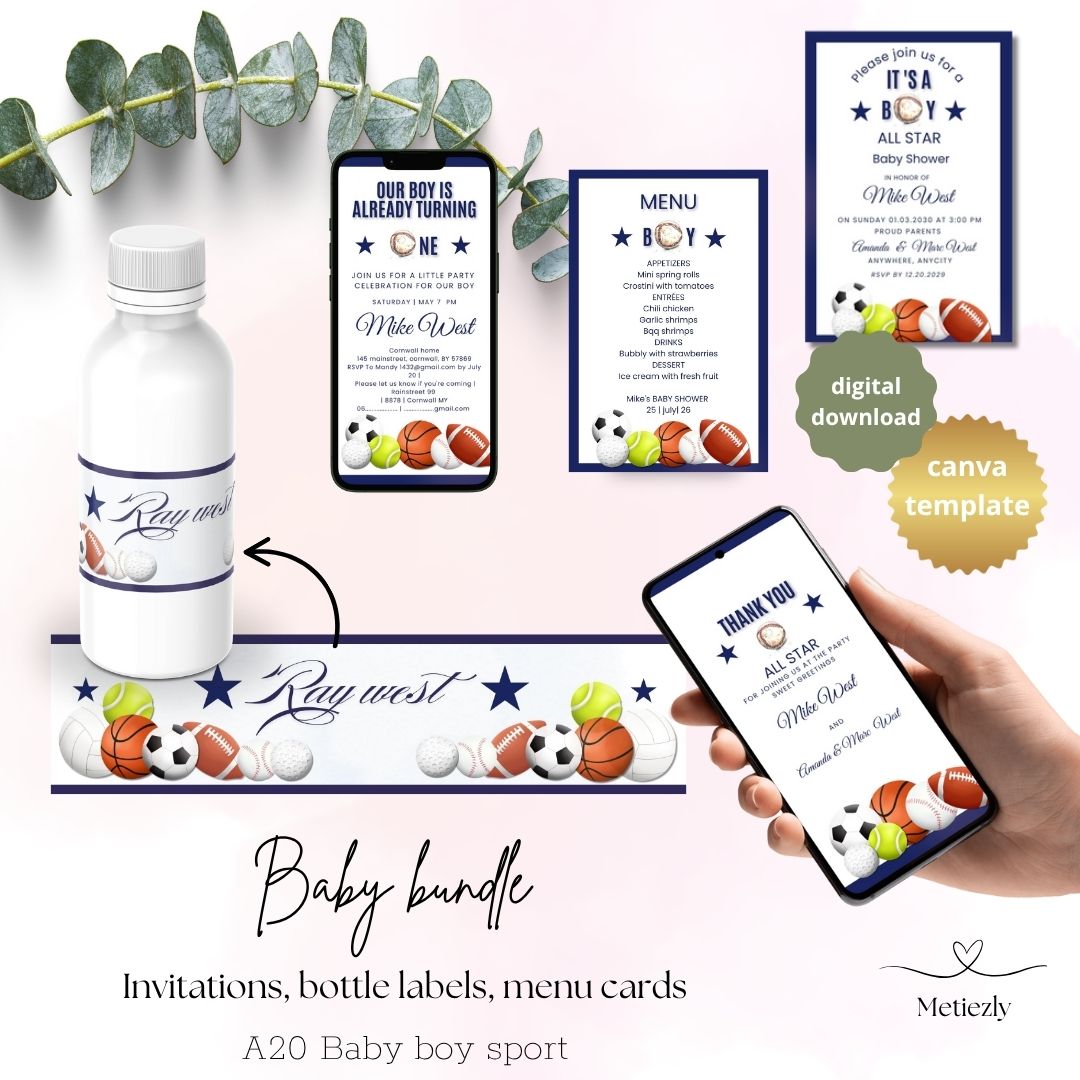 Baby party bundle card set | baby boy sport | $ 13,73