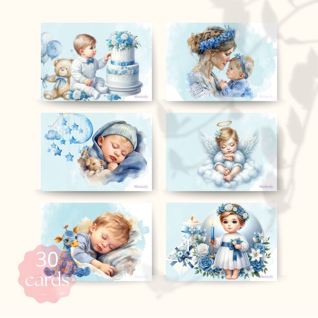 Christening boys and girls, set of 30 cards | $13,73