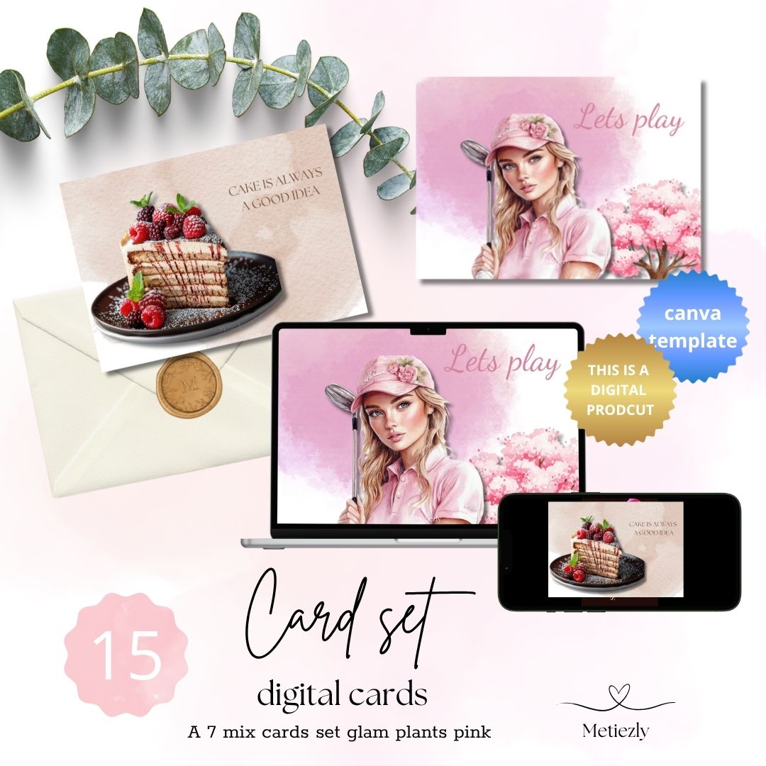 Mixed cards set Glam Plants Pink | $5,72