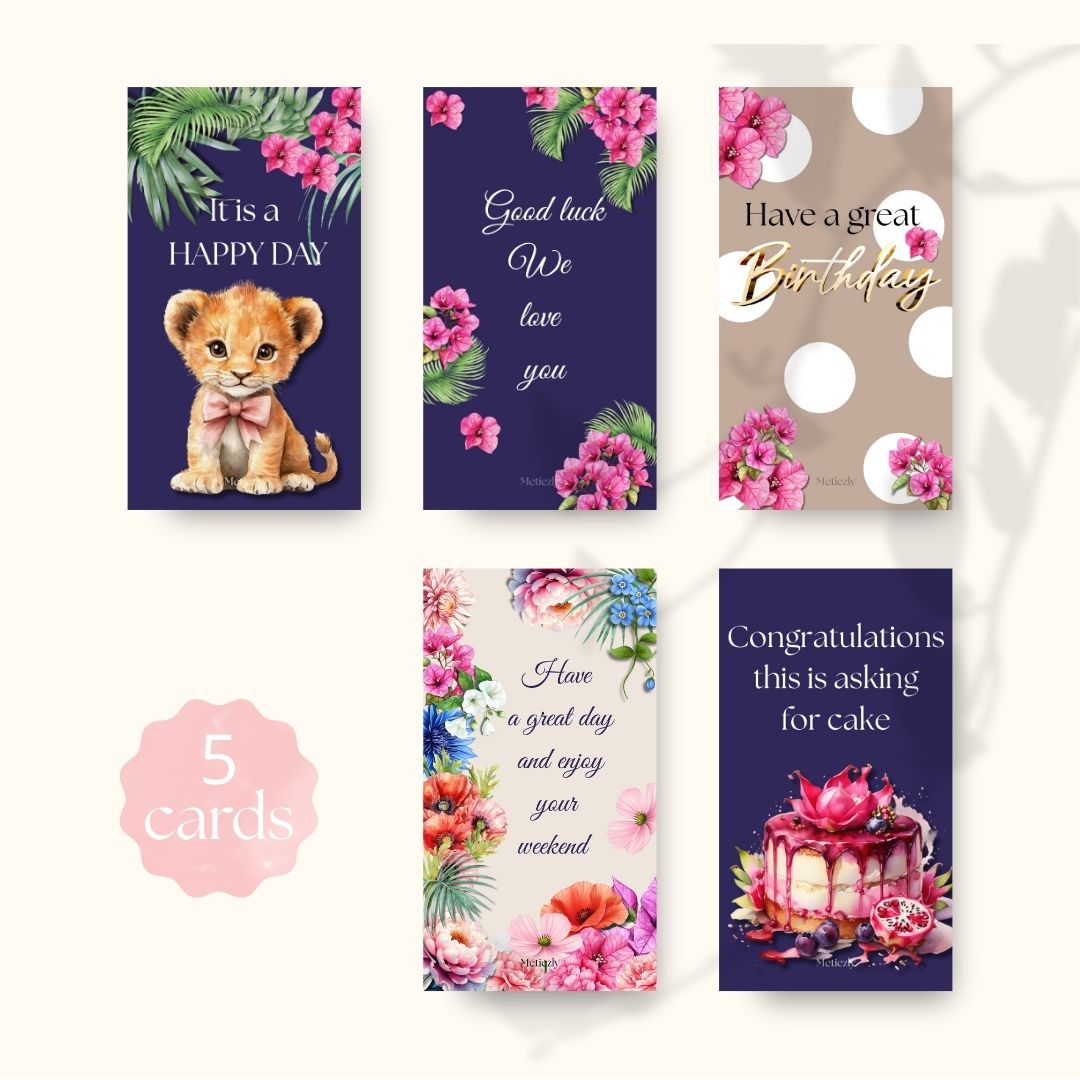 Happy bright set | set of 5 mobile cards 
