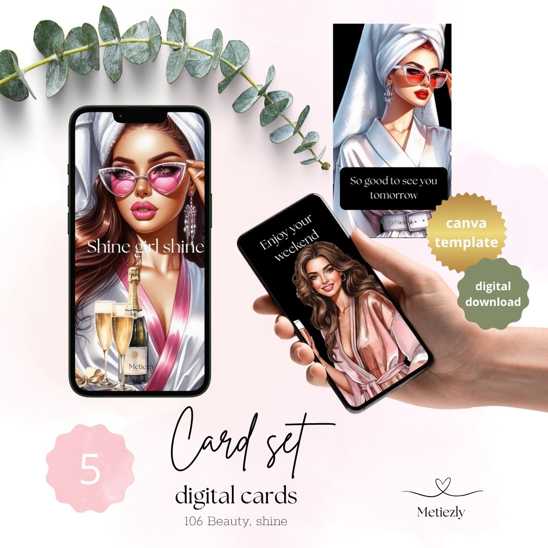 Beauty, shine, set of 5 cards, mobile | $2,23