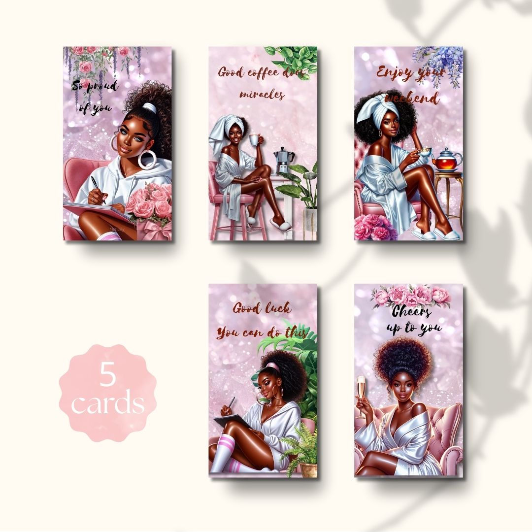 Pretty girls in wellness | set of editable e-cards for sending true your phone
