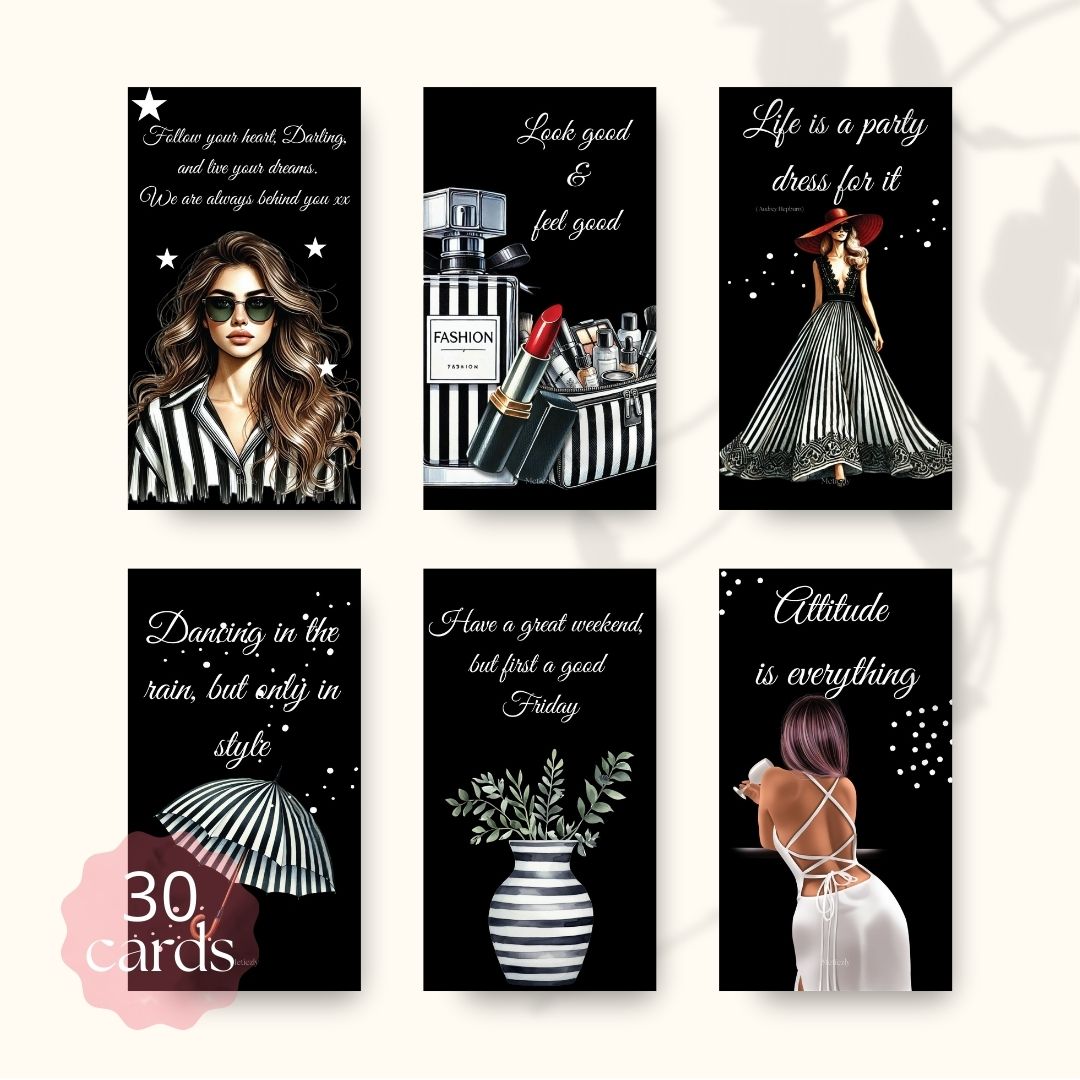 Style in black and white | set of 30 mobile cards