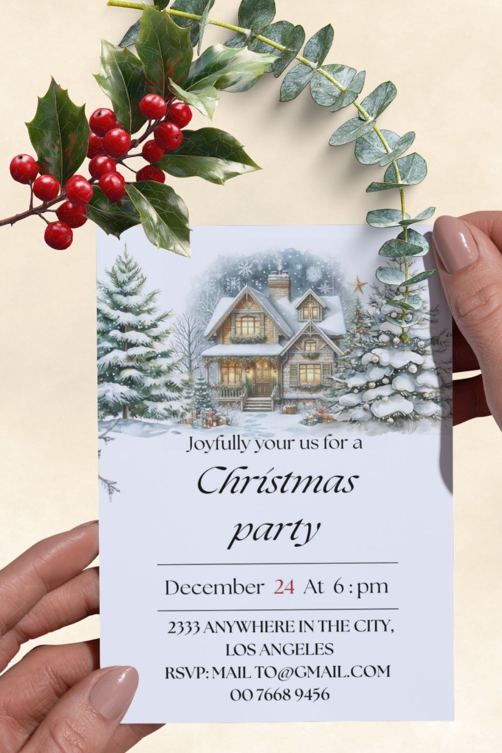 Snowy christmas cottage invitations $3,36
