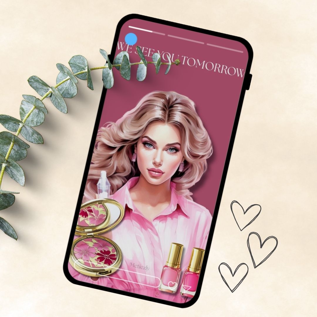Make-up & beauty cards for clients | editable mobile cards | glamour