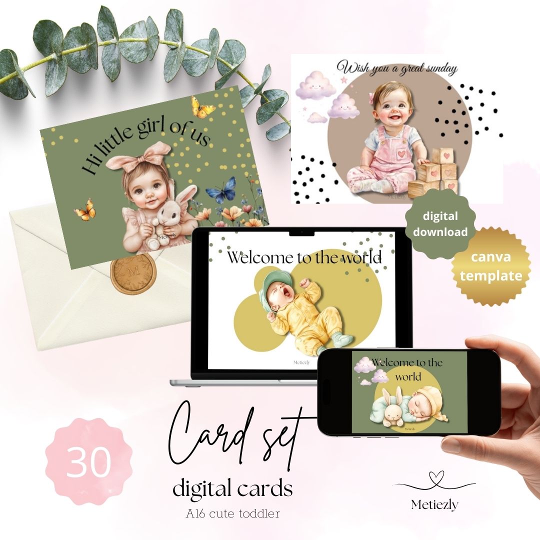Cute toddler, set of 30 cards | $13,73