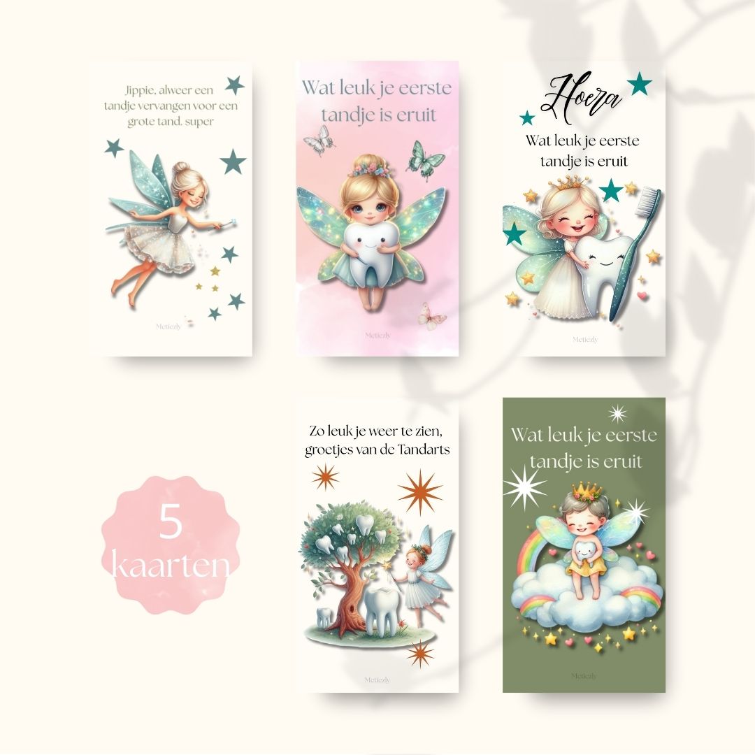 Tandenfee, mobiel, set van 5 kaarten |$2,23