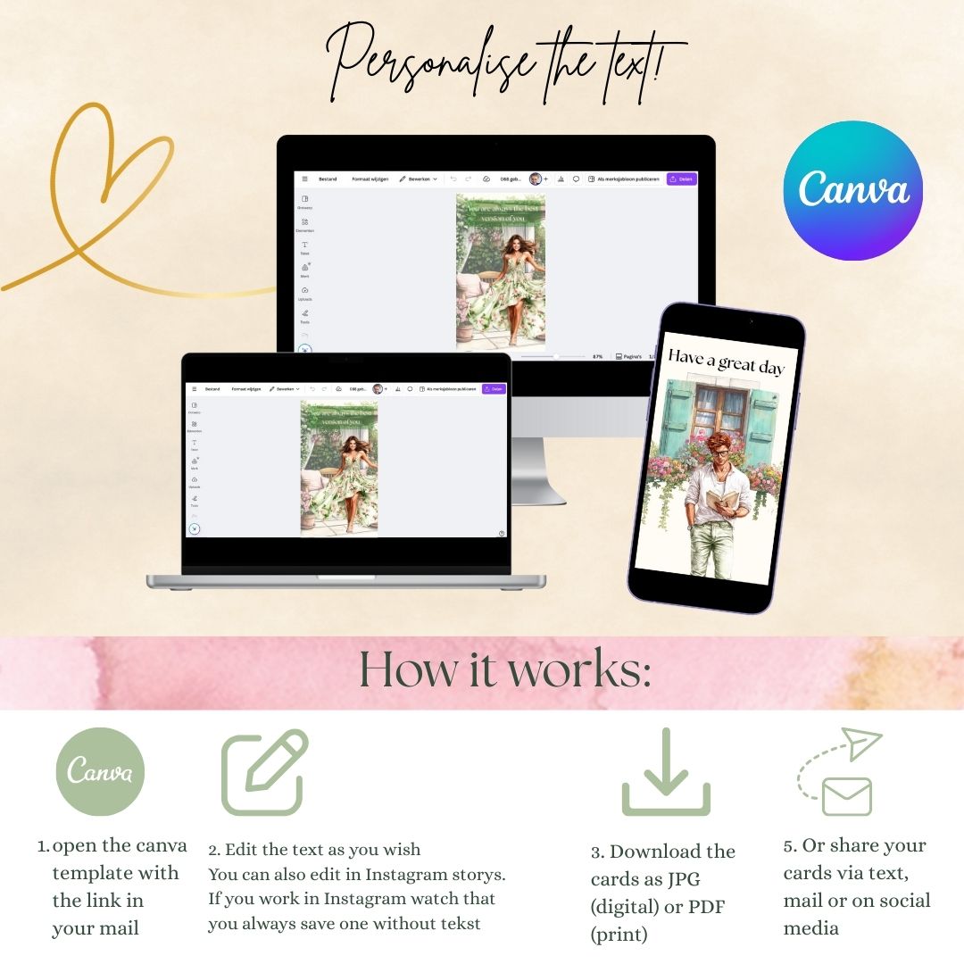 Romantic garden love | e-cards for mobile phone set of 5 