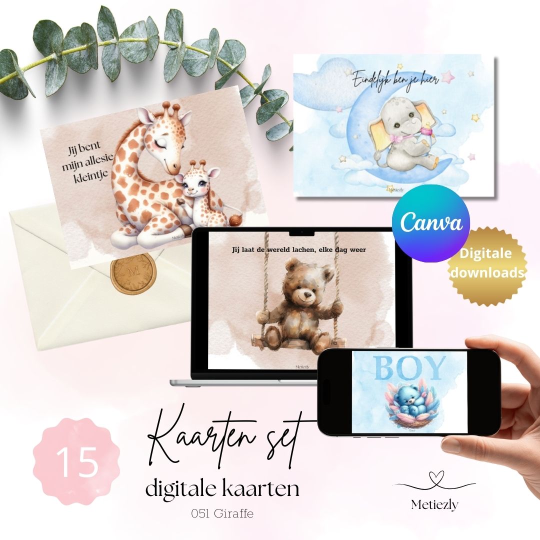 Giraffe, set van 15 kaarten | $5,72