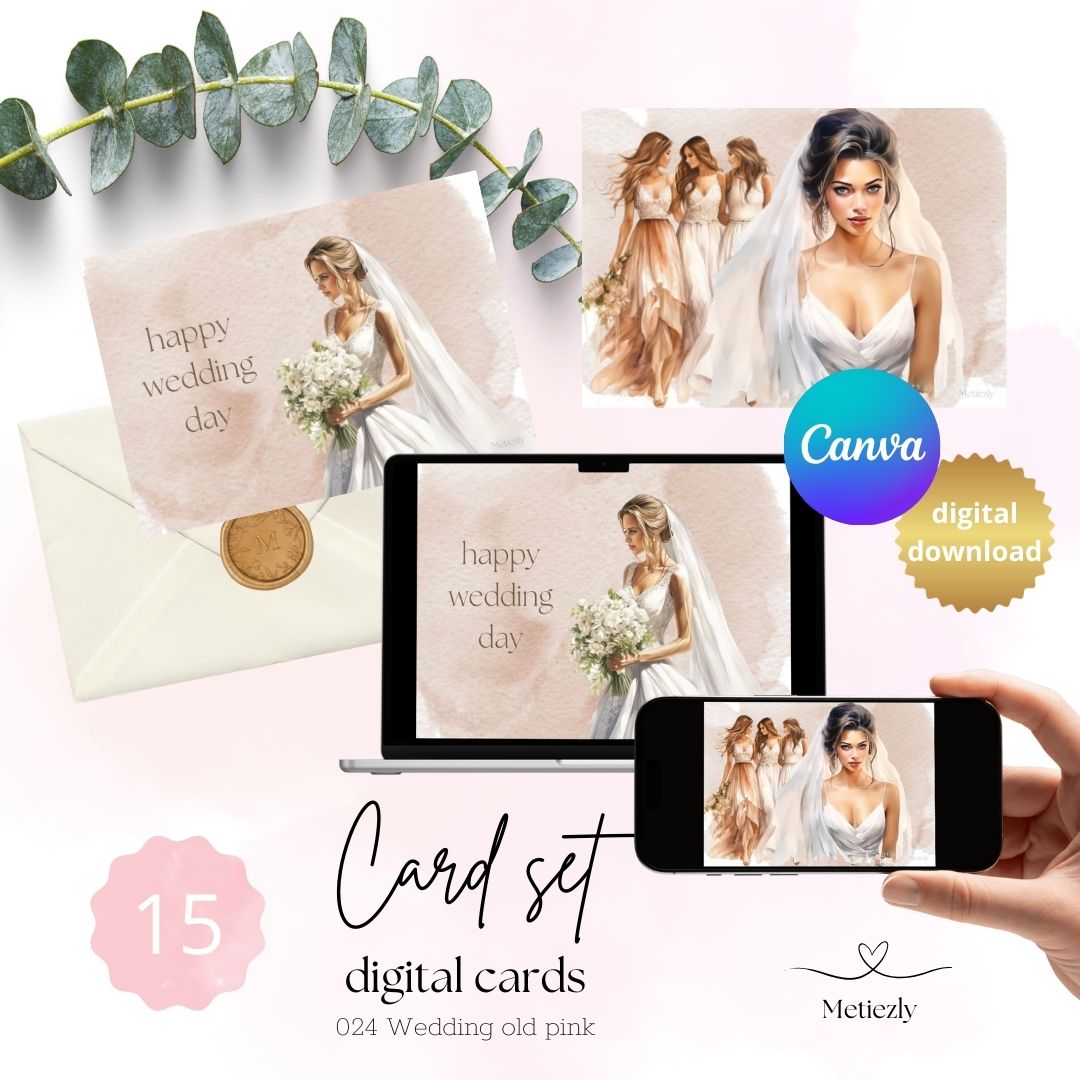 Wedding old pink, set of 15 cards | $5,72
