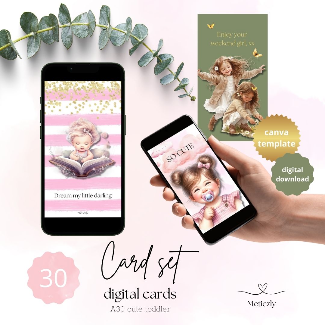 Cute toddler, set of 30 cards, mobile | $13.73