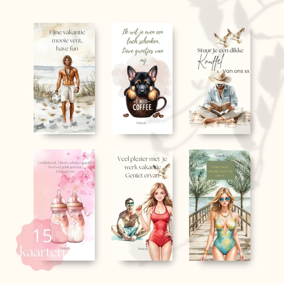 Dame in badpak, set van 15 kaarten, mobiel | $5,72