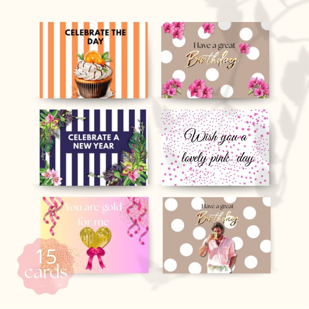 Celebration glamour e-card set of 15 cards | $5,72