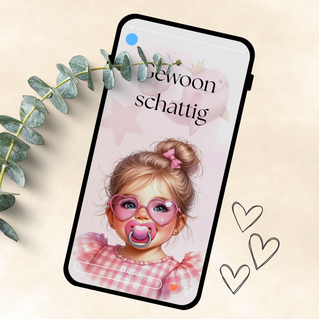 Schattig peuter meisje | set van 5 mobiele kaarten