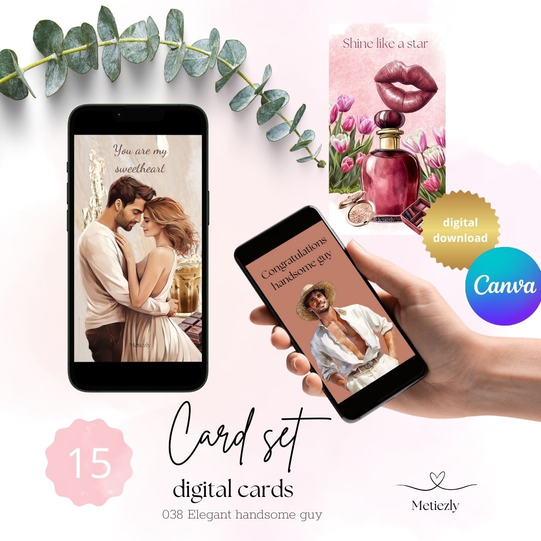 Elegant handsome guy | set of 15 mobile cards