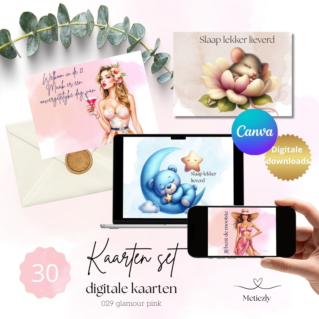 Glamour pink, set of 30 cards | $13,73