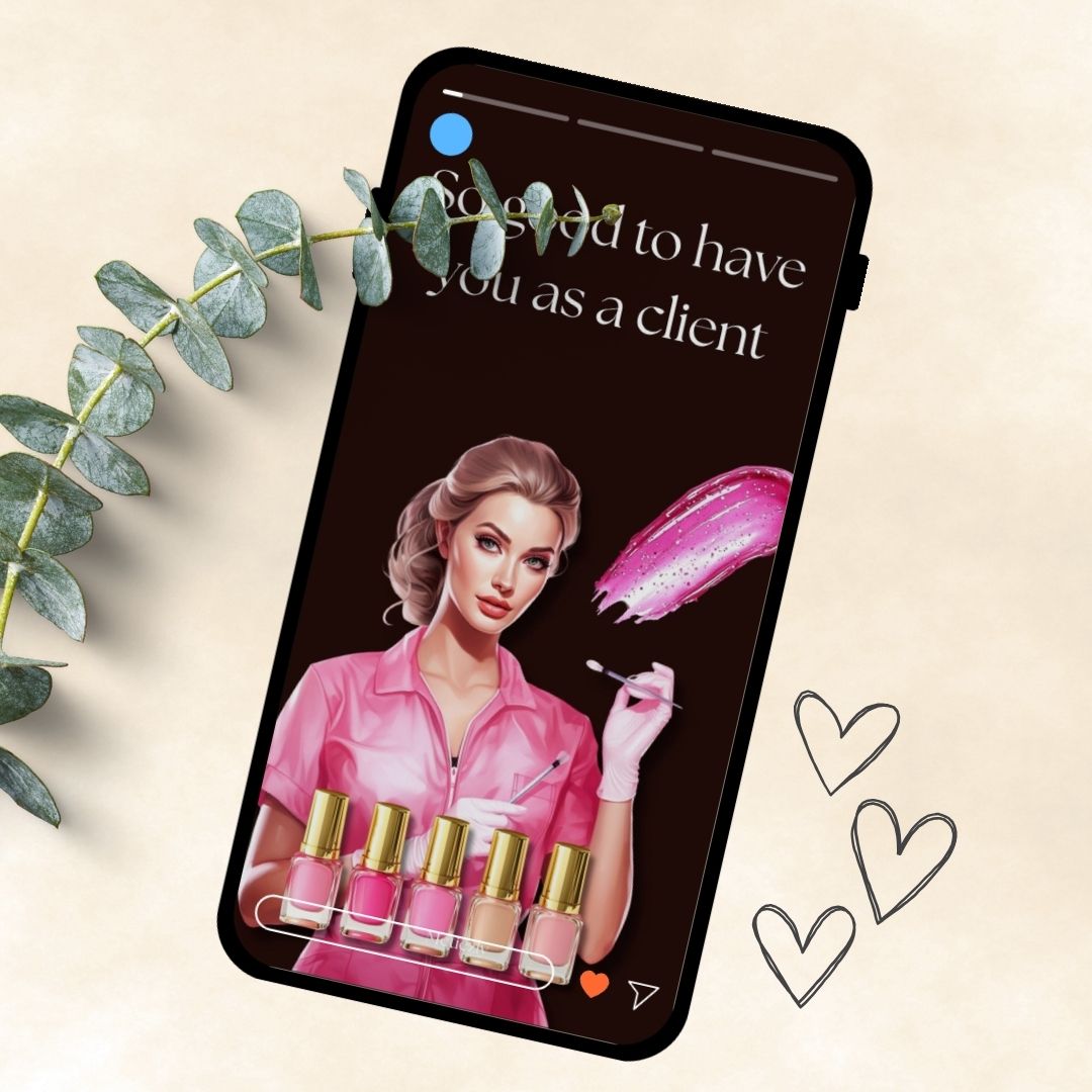 Nailpolish glam girls | set of 5 mobile cards