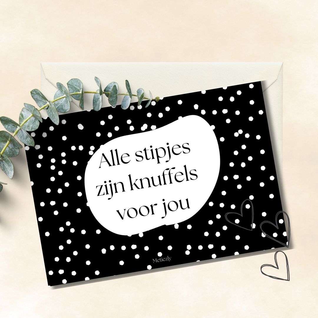 Veel liefs zwart wit, set van 5 kaarten | $2.23