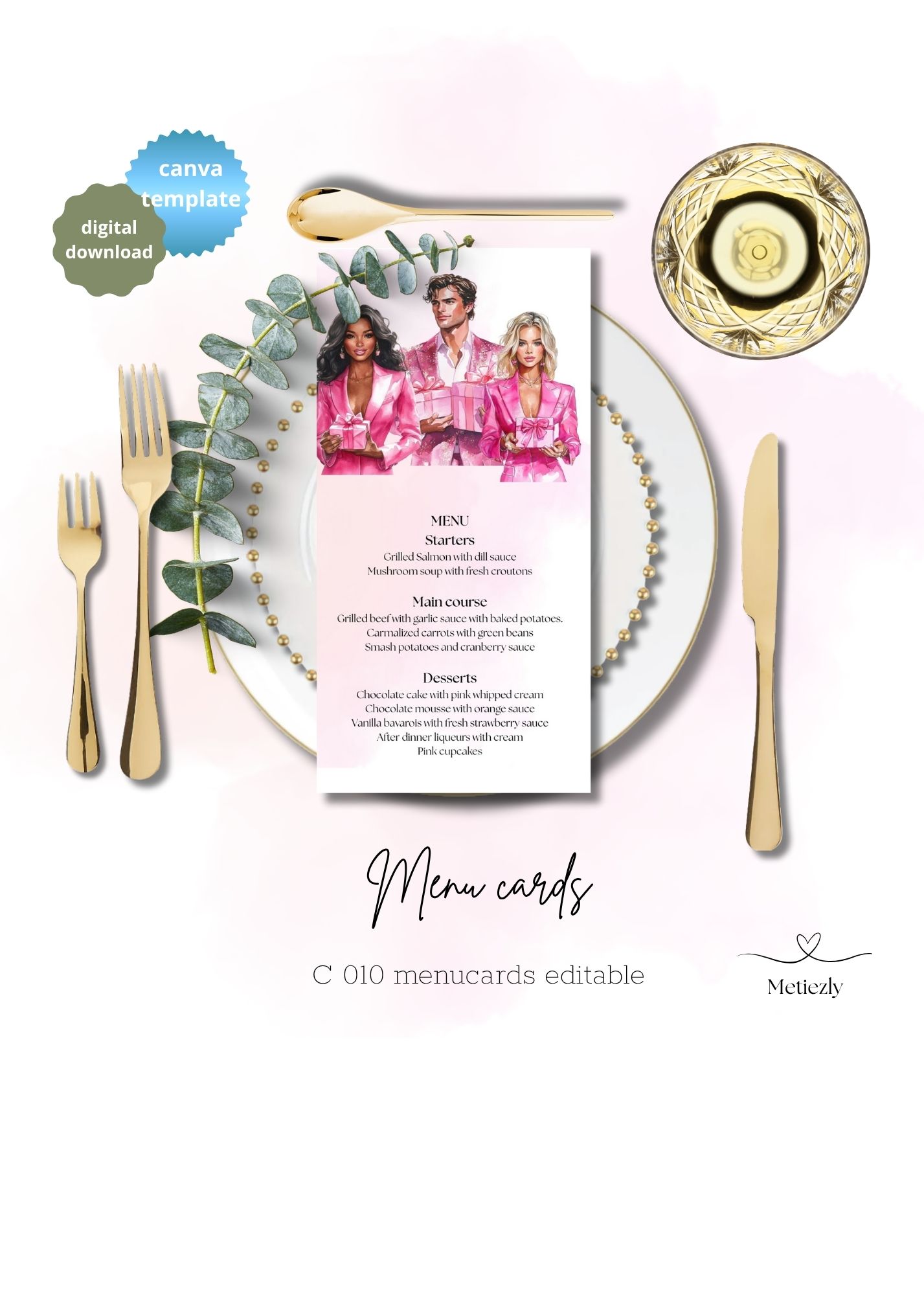 Editable menu cards templates | Just like the editable invitations of set C009