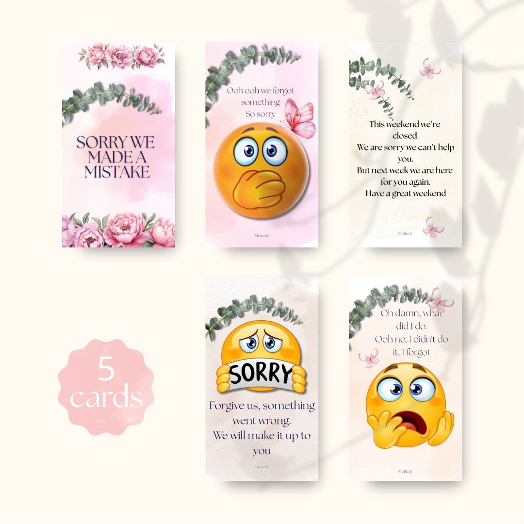 Customer cards, so sorry smiley |  set of 5 mobile cards
