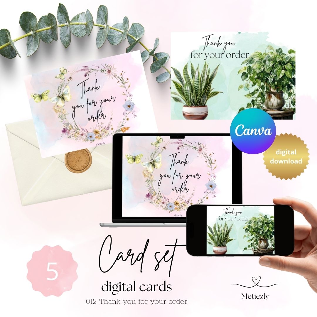  Thank you for your order | client e-cards set of 5 | flowers | 