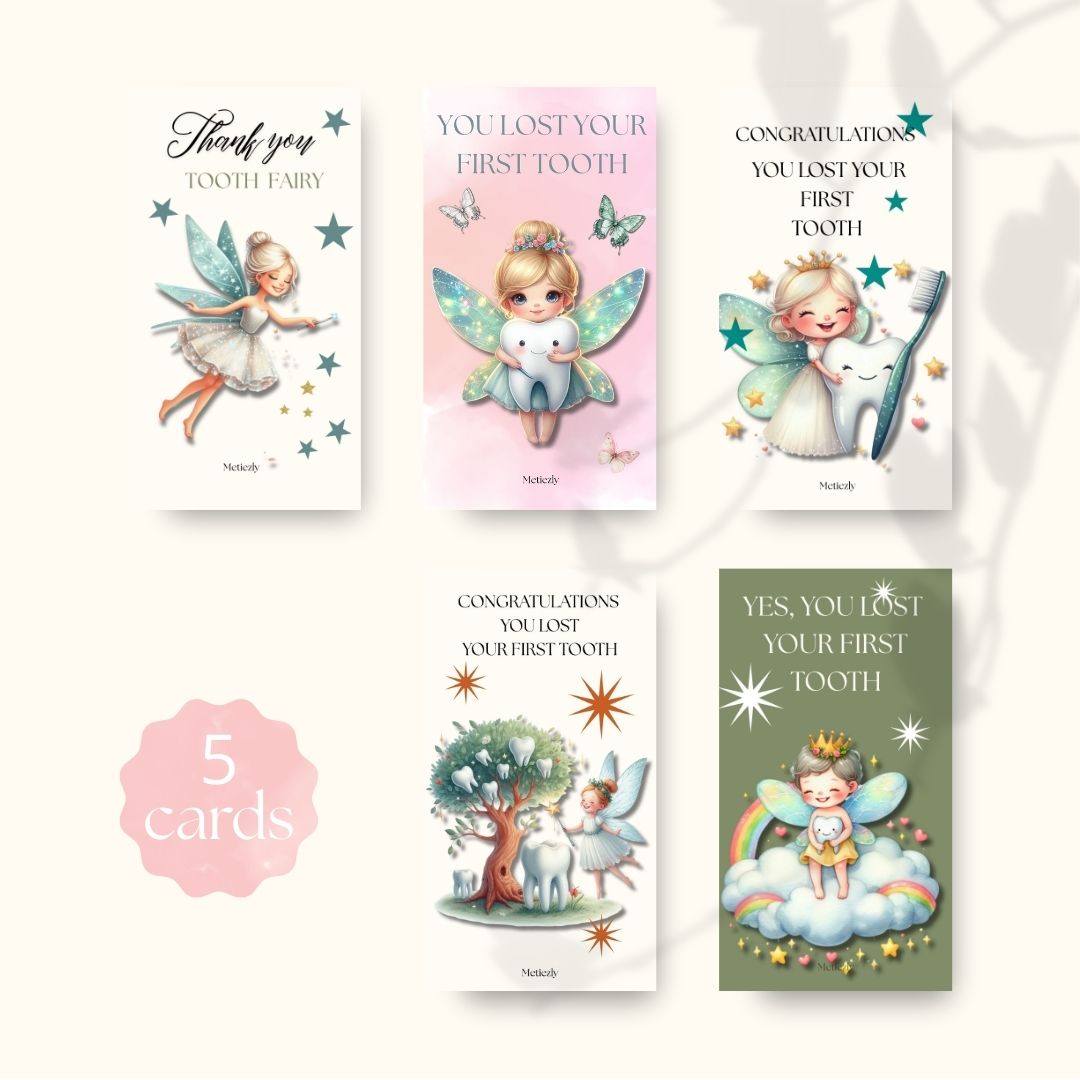 Tooth fairy first tooth | set of 5 mobile cards 
