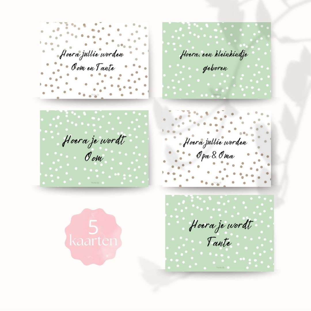 Groen witte stippen, set van 5 kaarten | $2.23