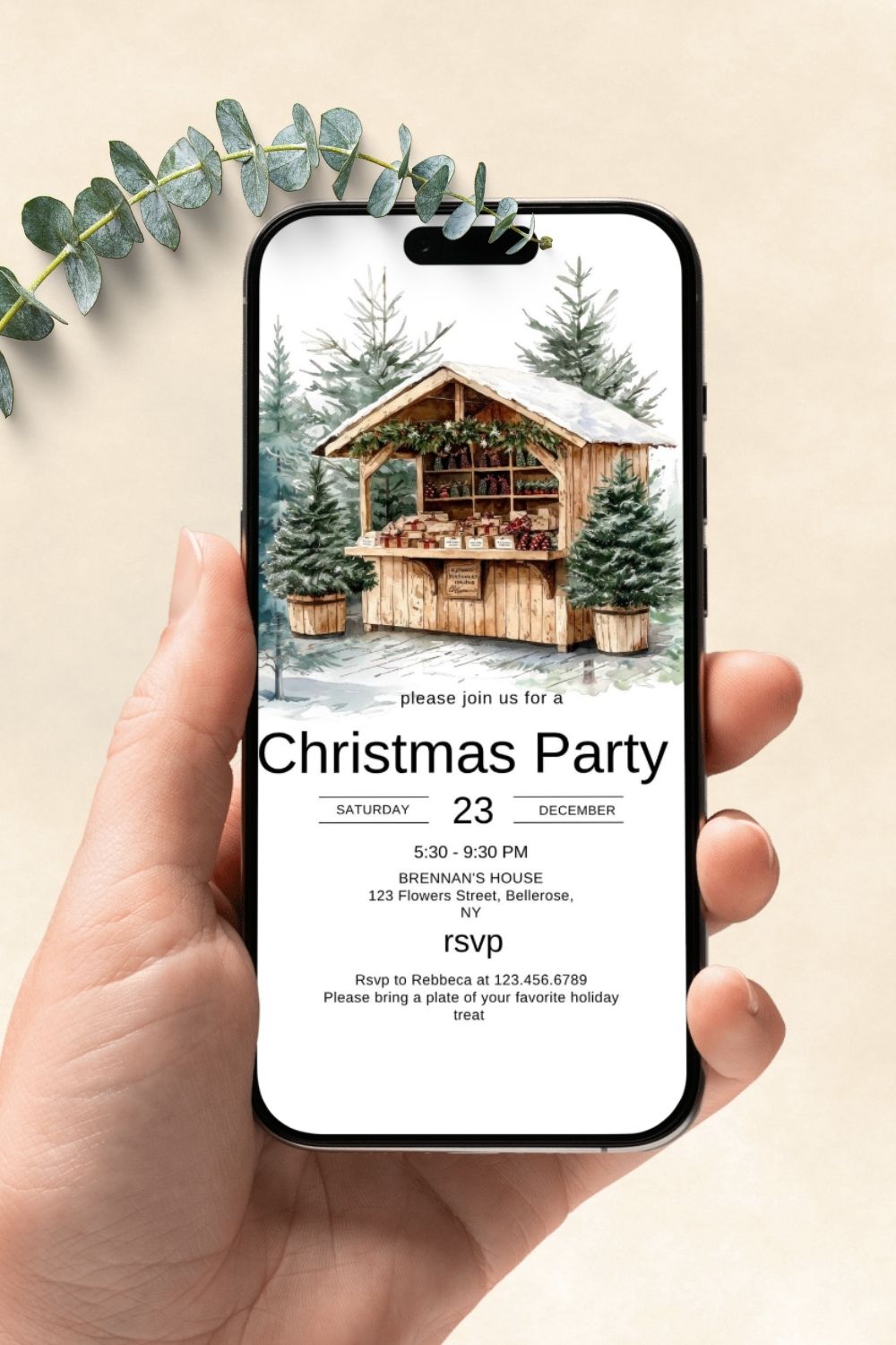 Christmas party invitations | editable in every languages | Set of 5 