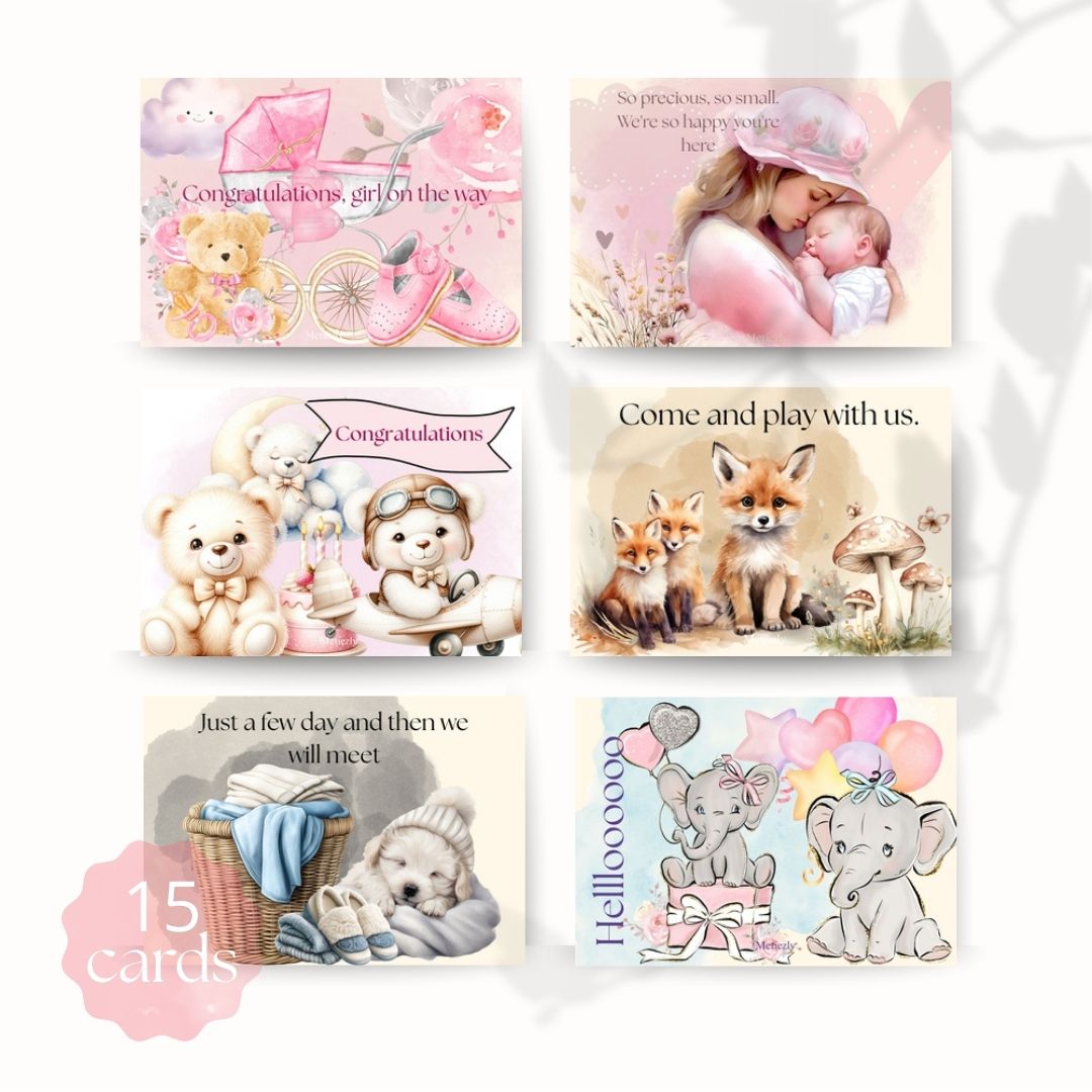 Cute animals, set of 15 cards | $5,72