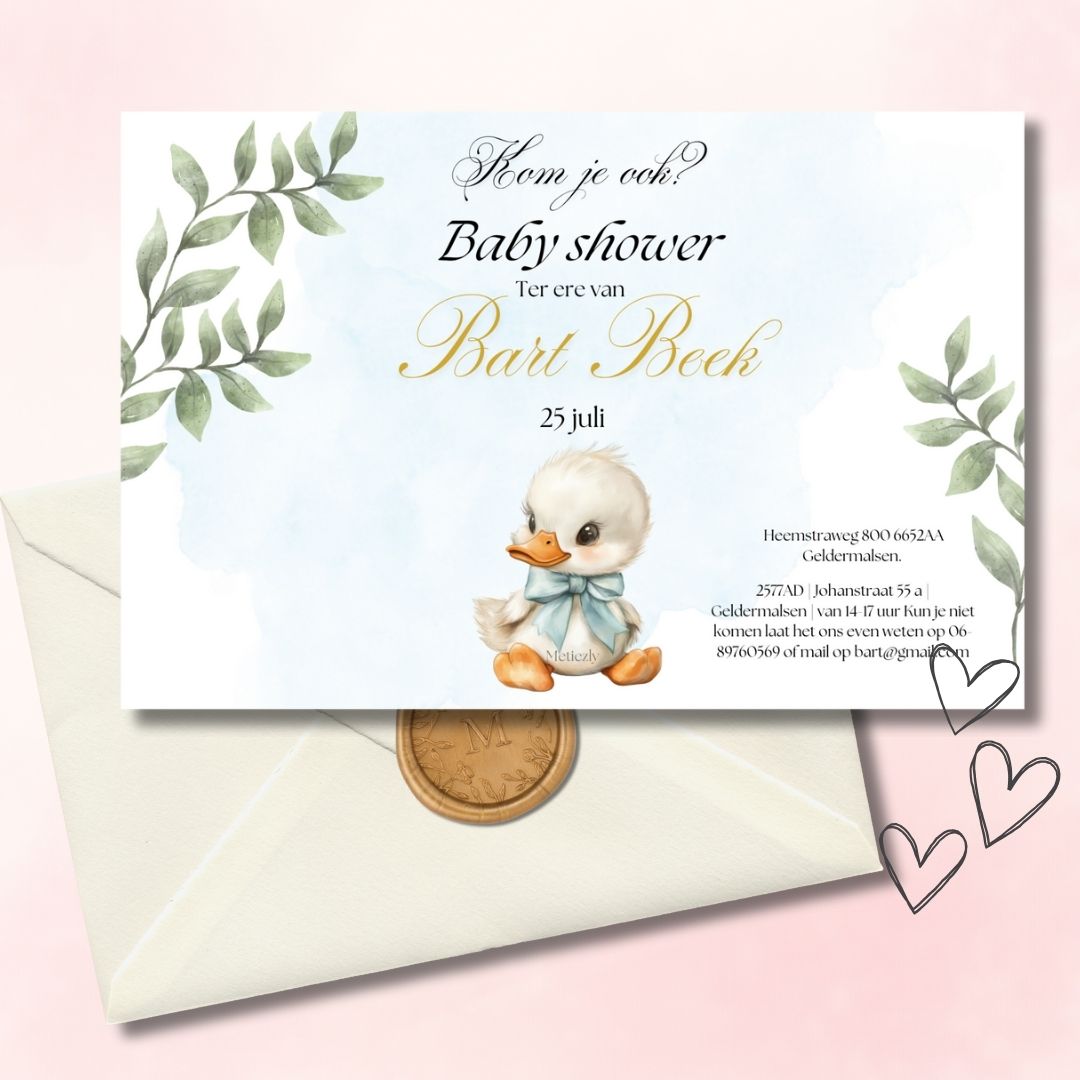 Baby set baby eendje met blauwe strik | $13,73