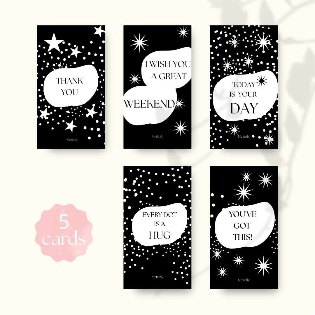 Black and white | set of 5 mobile cards