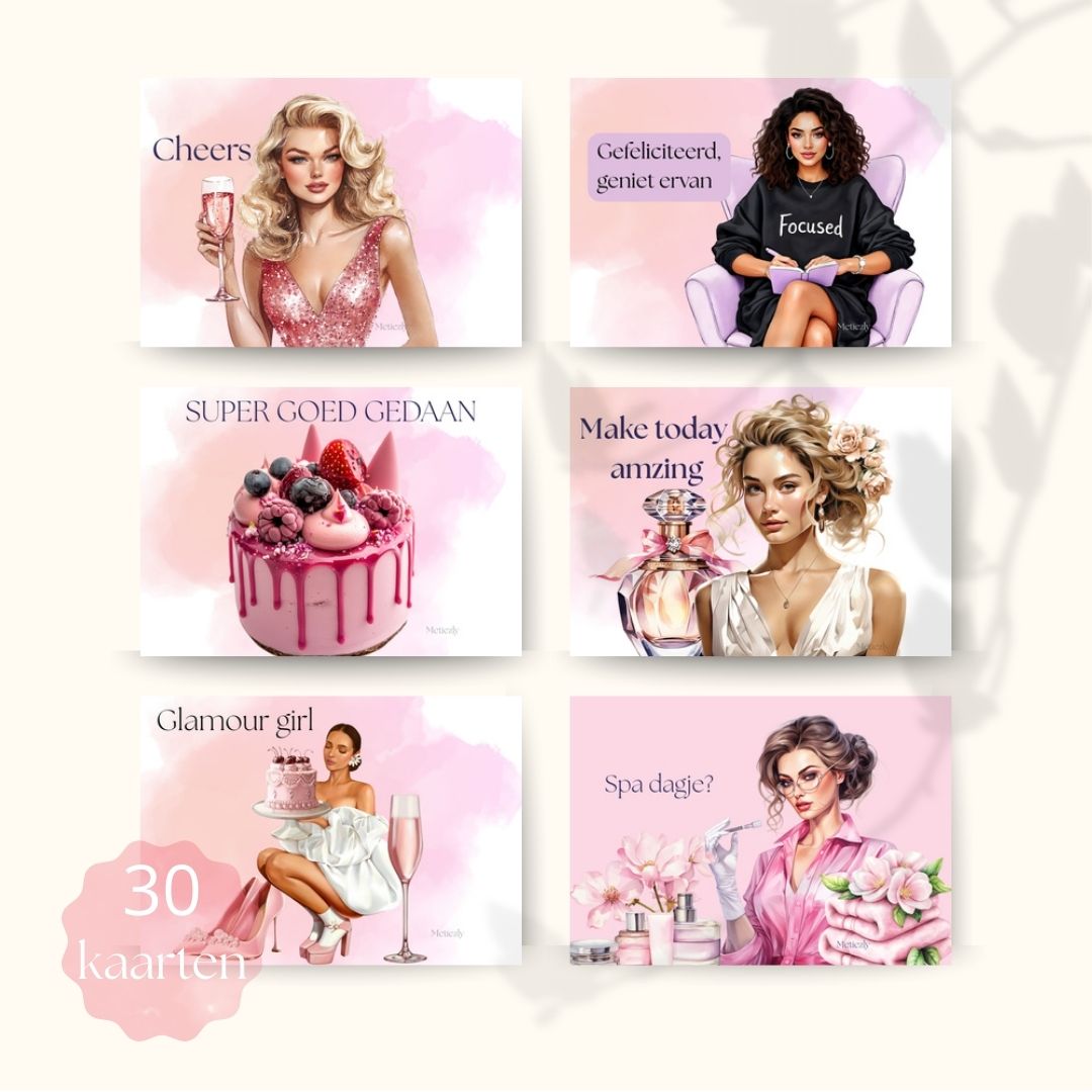 Glamour pink, set of 30 cards | $13,73