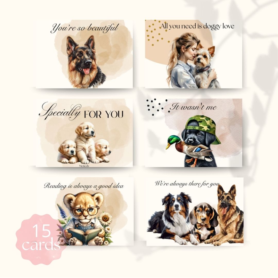 Dogs, set of 15 cards | $5,72