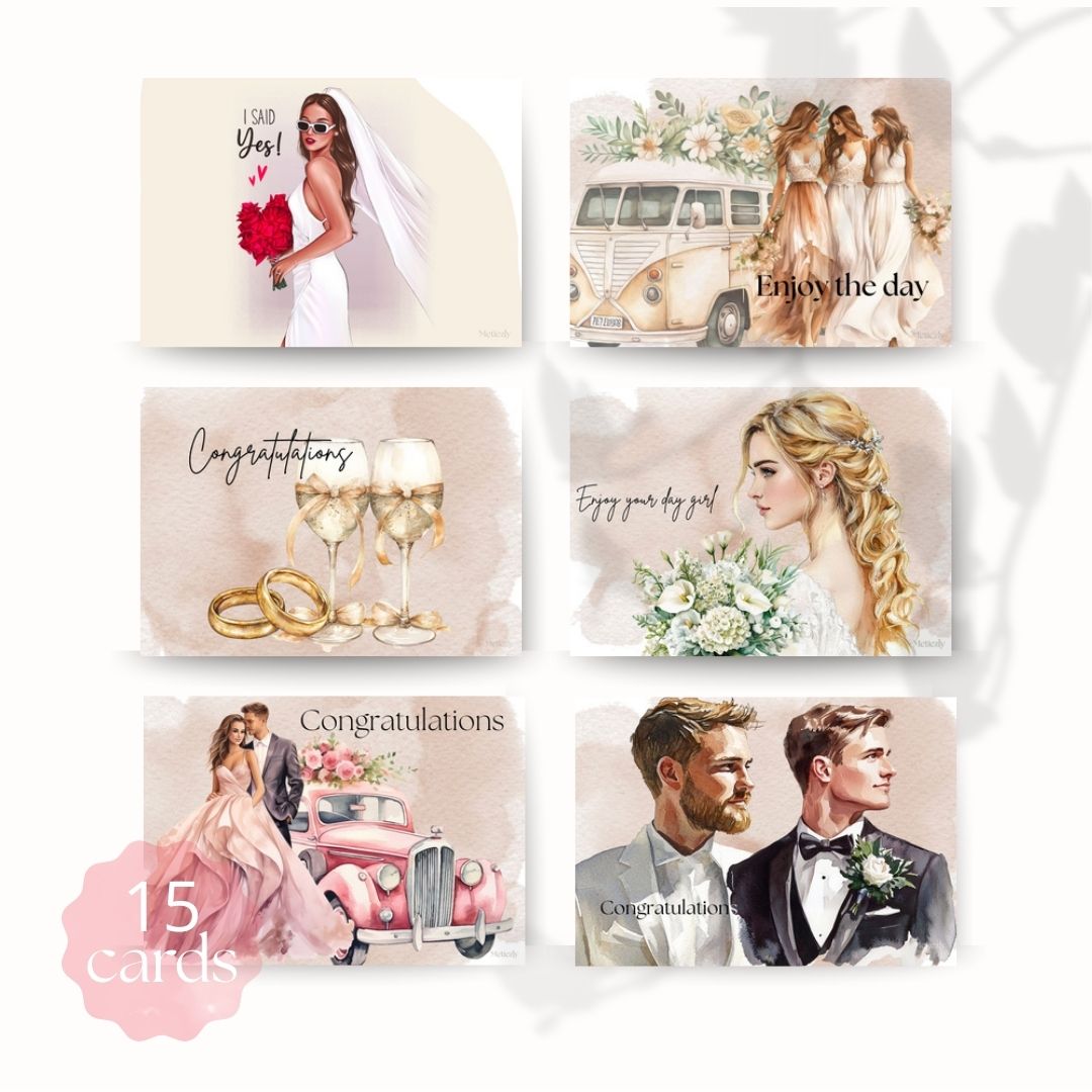 Wedding old pink, set of 15 cards | $5,72
