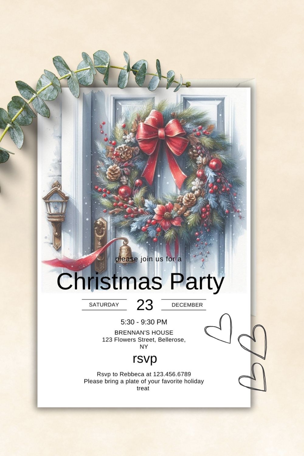 Christmas dinner invitations | editable | direct download | classic stylish Christmas  set of 15