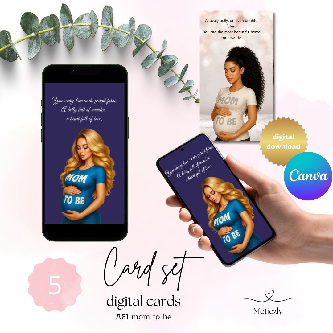 Mom to be mobile greetingcards to send with and true mobile phones | set of5 