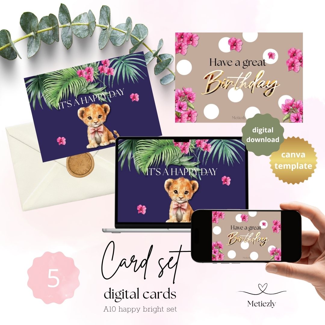 Happy bright glamour set of 5 cards | $2,23