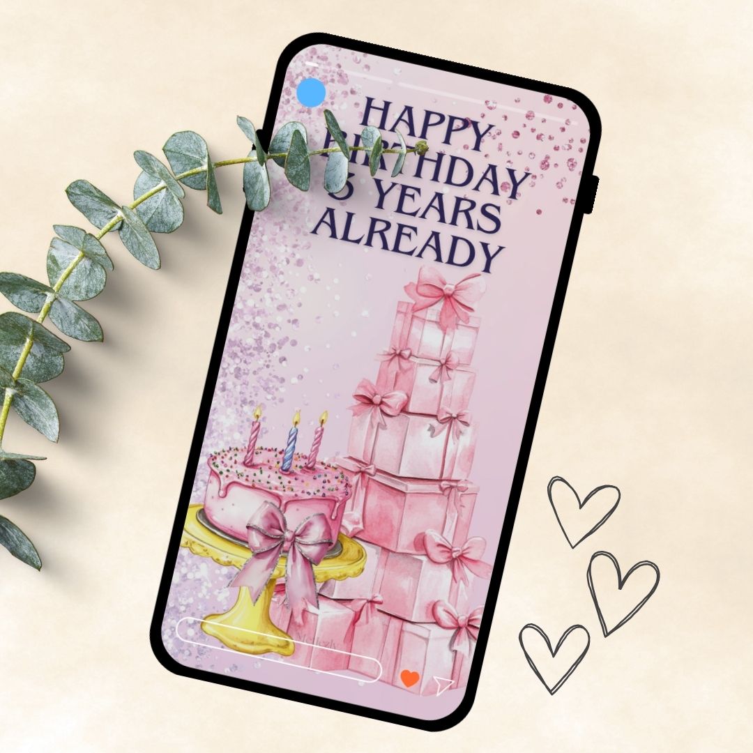 Pin celbration |Digital card to send with your mobile phone | editable | pink | soft glamour | set of 5 $2.23