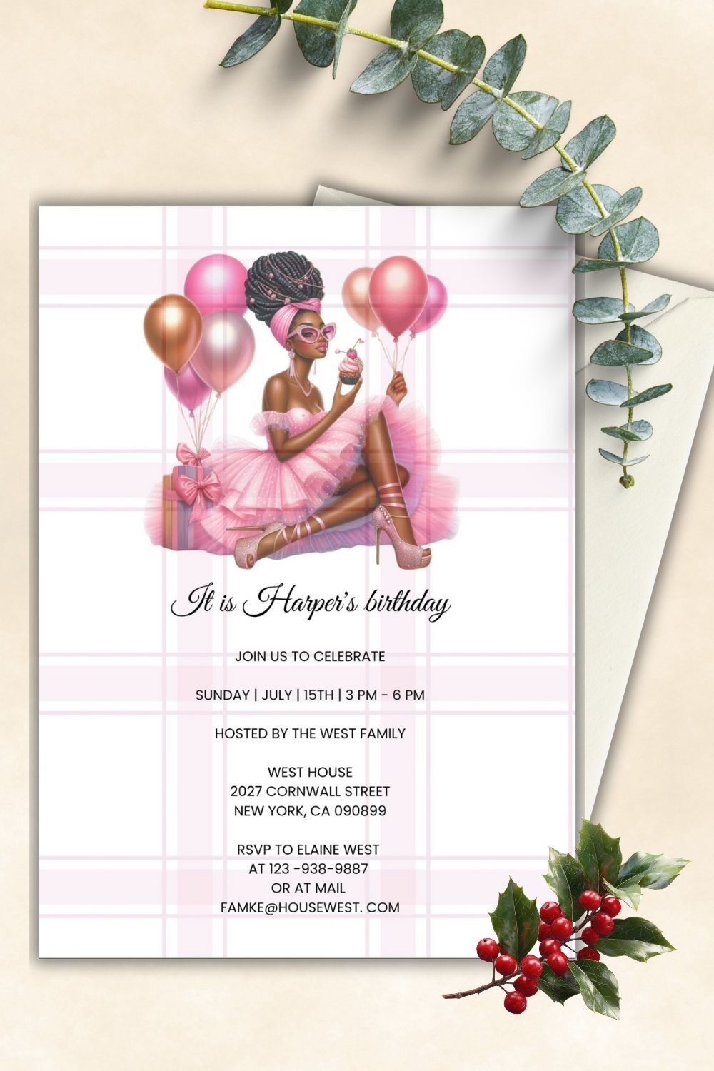 Editable chrismas invitations with stylish black african ladys | $ 5.50