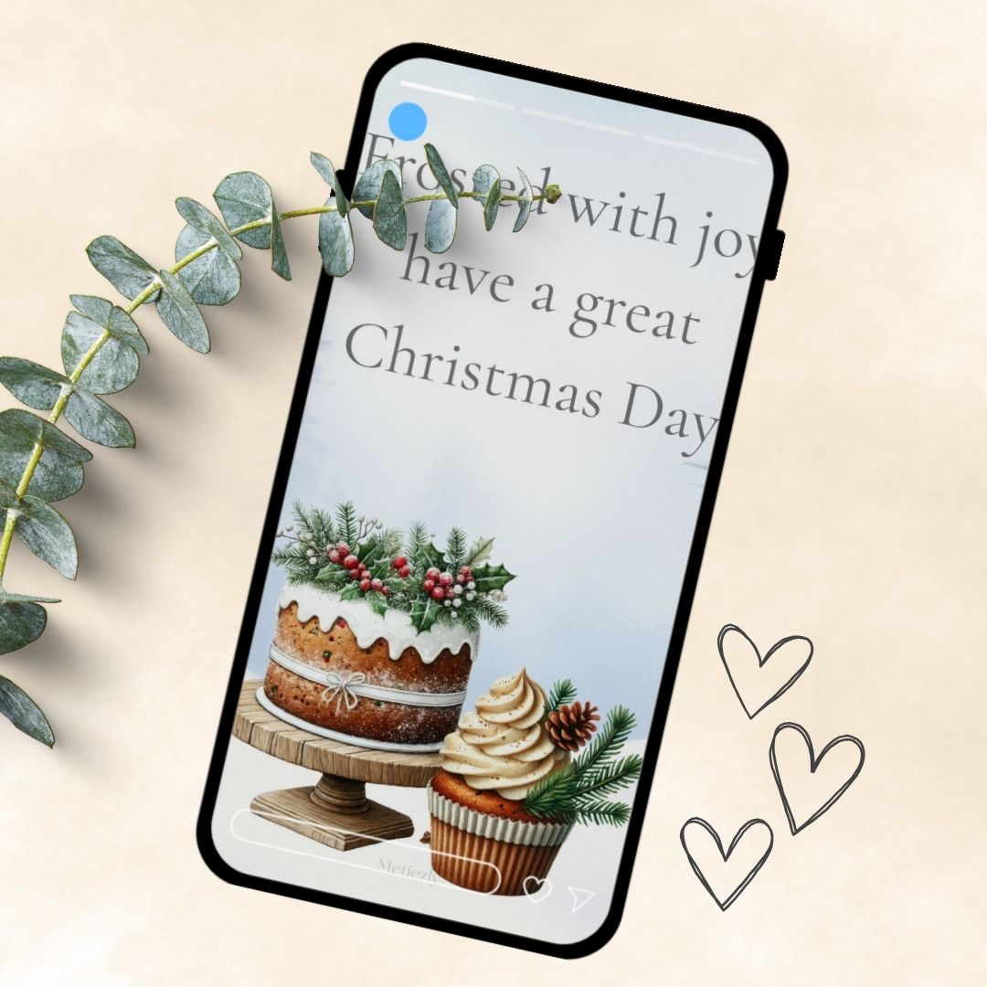Green &  red Christmas digital cards for sending with your mobile to friends and family