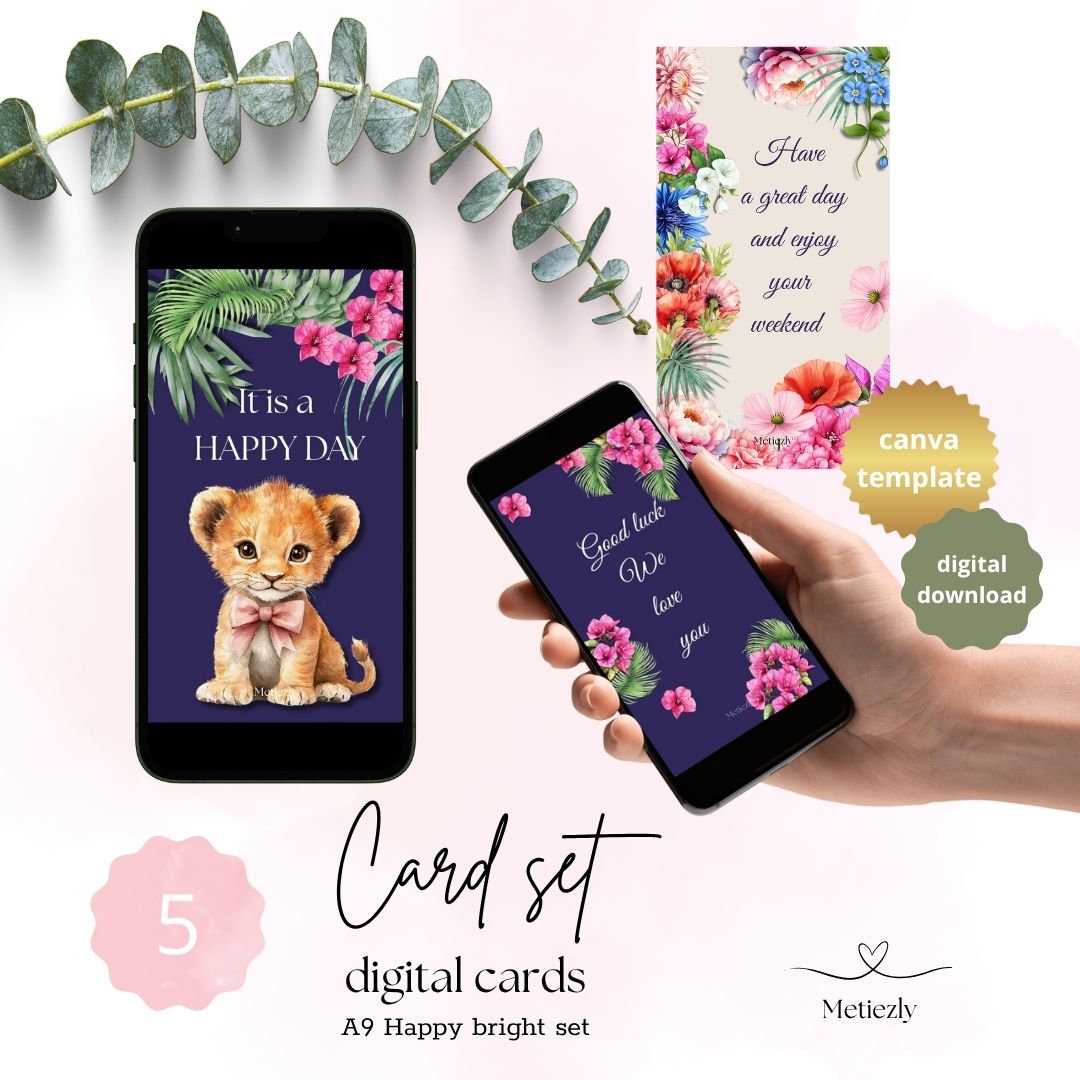 Happy bright set | set of 5 mobile cards 