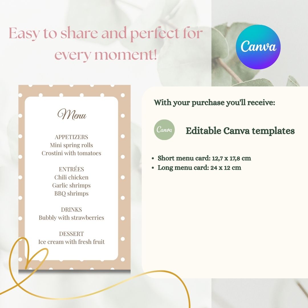 Editable cozy menucards in set of 5 fall theme | direct downloads | printable menucards 2 sizes for you